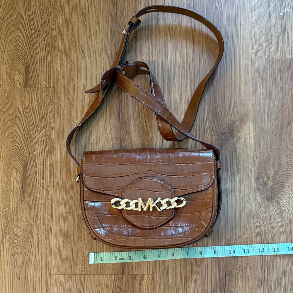 Michael Kors Croc-Embossed Brown Crossbody Bag